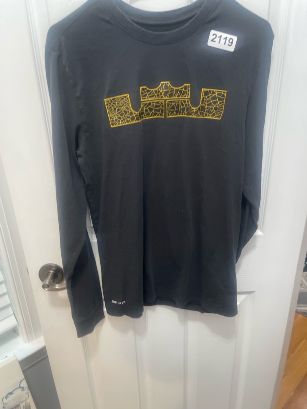Nike Black Long Sleeve Tee with Yellow Logo